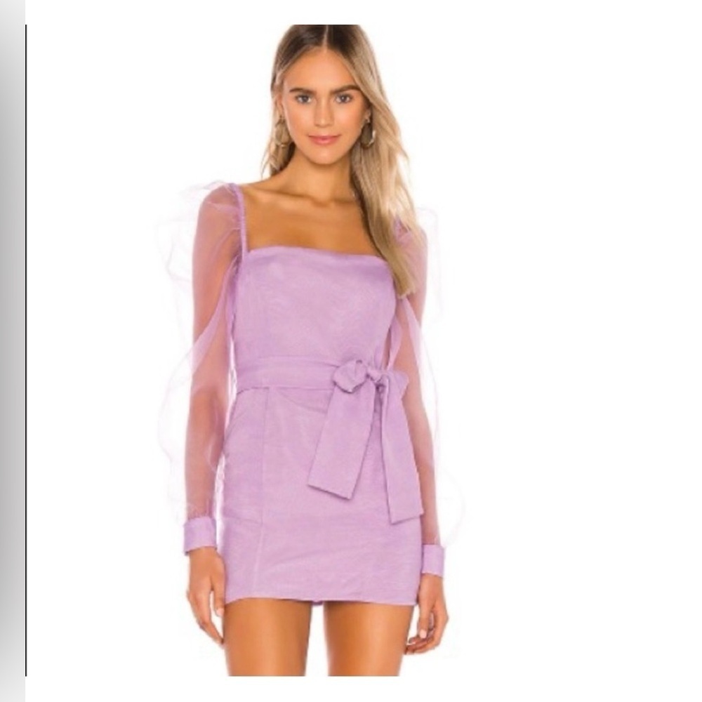 Lovers + Friends Eye Candy Lavender Purple Sheer Sleeve Mini Dress